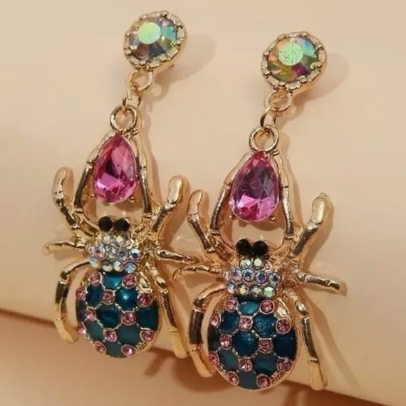 Jewelry - Halloween colorful spider earrings